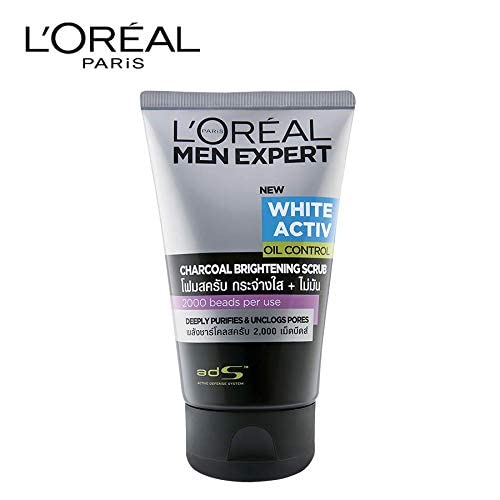 L'Oreal Men Expert Pure e Matte Charcoal Black Scrub, 3,3 onças