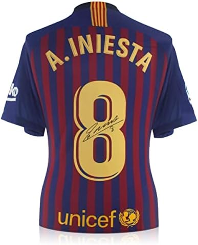 Mecreios exclusivos Andres Iniesta assinou o Barcelona 2018-19 Jersey de futebol
