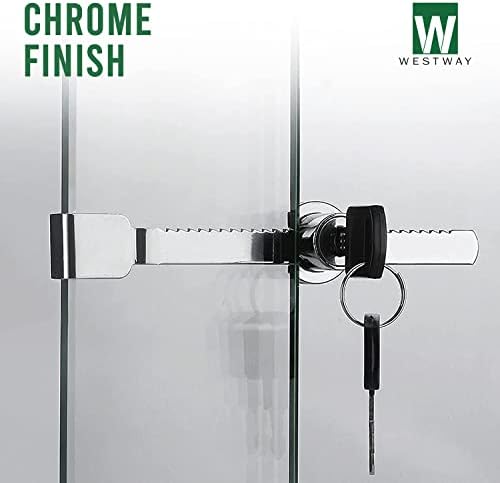 Westway Locks Sliding Glass Door Ratchet Lock com acabamento cromado - fechaduras premium de gabinete,