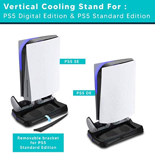 PS5 All-in-One Stand com ventilador para Sony PlayStation 5 Standard/Digital Edition Game Console PS5 Acessórios