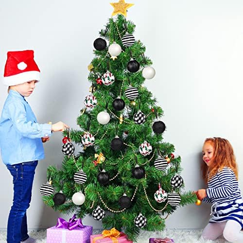 CIVANER 12 PCS Bolas de Natal Ornamentos para a árvore da árvore de Natal Buffalo Stripe xadrez Bola