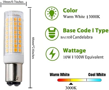 Lâmpada LED de Edearkar 10W BA15D, WAX WHOL WHIT 3000K, AC110V, BA15D CONTATO DUPLO BAYONET BASE, Dimmable,