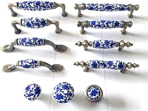 5 C-C Azul Branco Motivo Gabinete puxador Manete da gaveta Cabinete de cerâmica Handal