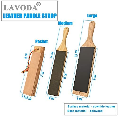 Lavoda Leather Strop para afiar a faca com composto de polimento Paddle Strop Strop Couro Duas Lados
