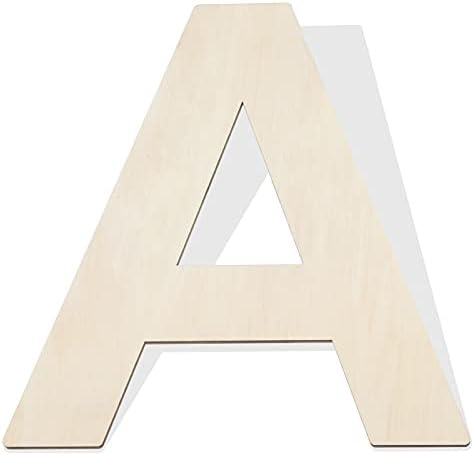 Fuyit Wood Letters A, 12 polegadas de altura 1/4 polegada de espessura em branco inacabado letra