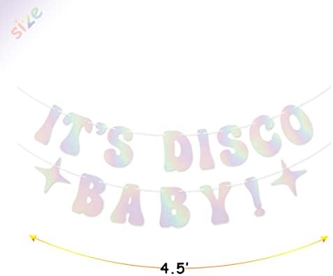 Iridescent It Disco Baby Banner Holográfico Circle Dots Garland para festa de aniversário dos