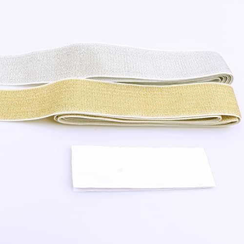 Bandas elásticas paictheix de 4cm de largura de ouro e glitter prateado e elástico para costurar faixa