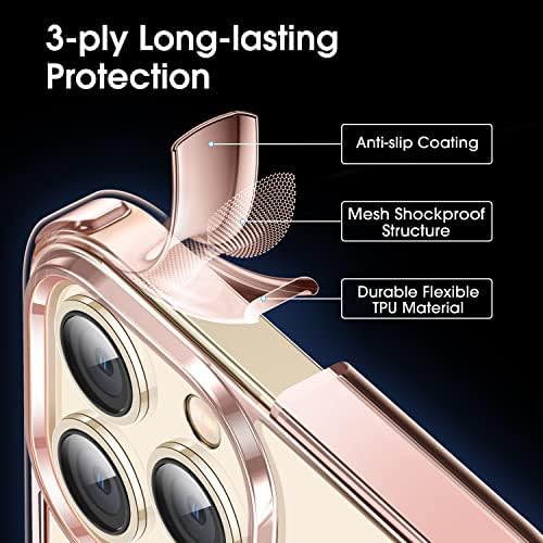 Casekoo Rose Gold para iPhone 14 Pro Case, [Cor para o iPhone Color] [Proteção de queda confiável] Capa protetora