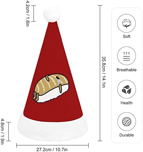 Linda peixe sushi luxuoso chapéu de natal travessura e lindos chapéus de Papai Noel com borda de pelúcia e decoração