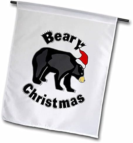 3drose fofo engraçado beary natal preto urso em santa hat pun desenho - bandeiras