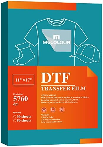 Mecolour DTF Filme de transferência 11 x 17 50 folhas premium Premium de acabamento fosco fosco