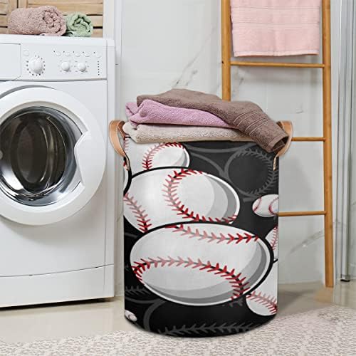 Baseball Sport Laundry Basket Couca dobrável Roupas de roupas Organizador de lavanderia com alças para