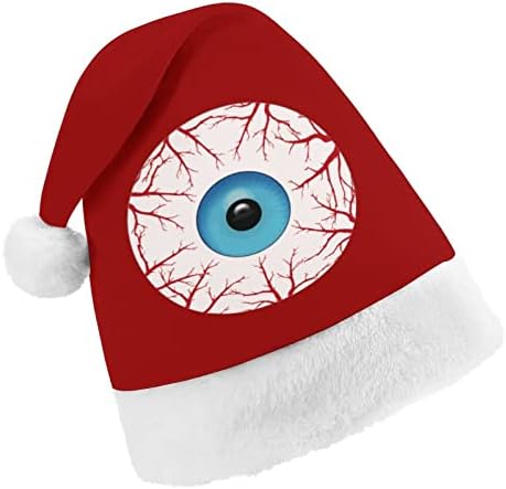 Creepy Bloodshot Globo Ocular Chapéu de Natal Hats Naughty e Nice Papai Noel com borda de pelúcia