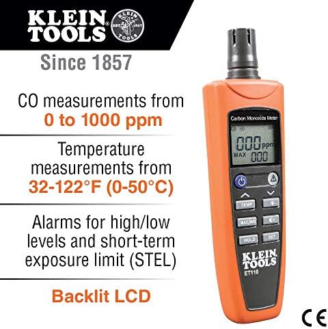 Klein Tools ET110 CO Medidor, testador de monóxido de carbono e detector e ar AirThings CORENTIUM HOME RADON