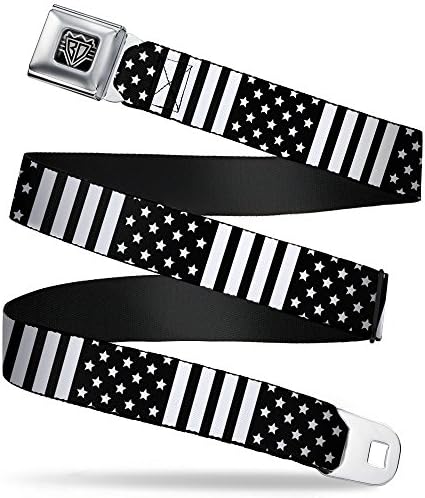 Cinturão do cinto de segurança dos homens da fivela Americana W30132, bandeira americana em close-up preto/branco,
