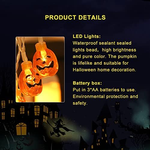 Luzes de corda de abóbora Velle Halloween 19,7ft 3 Modos de iluminação Luzes de outono alimentadas por