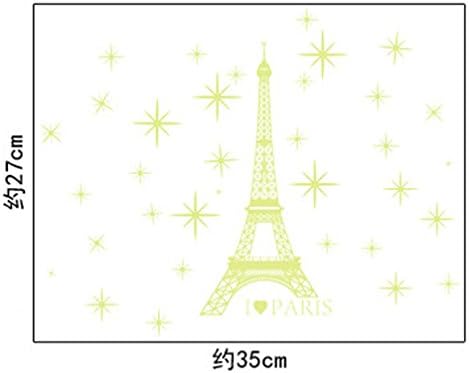 Bibitime Glow in the Dark Decals I Love Paris Eiffel Tower Wall Starts Stars Home Room Decor for Bedroom