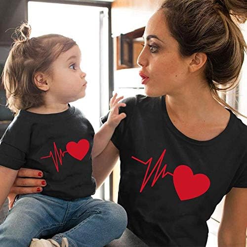 Batimento cardíaco amor mãe engraçada, filho, filha combinando camisetas mãe e filha combinando camisetas mamãe