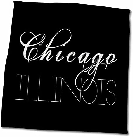 Cidades 3drose do mundo - Chicago, Illinois em fundo preto - toalhas