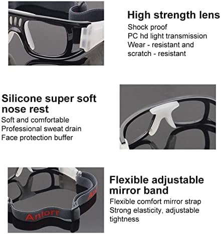 Óculos de basquete dexlary, óculos de proteção de óculos de proteção com cinta ajustável para homens