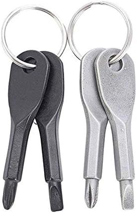 Ferramenta de conjunto de chave de fenda de aço inoxidável com anel -chave portátil portátil de bolso multifuncional