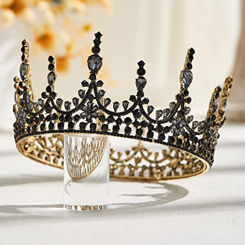 AW Coroa preta barroca de noivas para mulheres queen vintage coroa para tiaras de casamento e coroa