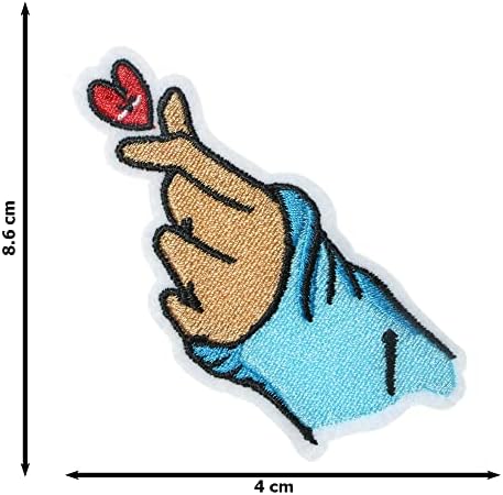 JPT - Mini Heart Hand dedo amor feliz desenho animado de pêssego Apliques bordados Ferro/costurar