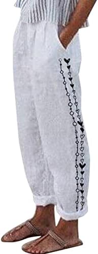 Miashui feminino roupas de verão soltas calças retas cientias altas com bolsos calças de algodão praia longa