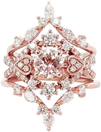 Mulheres brilhantes moda rosa ouro rosa cúbico zirconia no noivado aliança de casamento anel