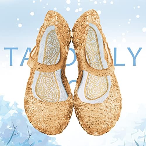 Tandefly Frozen Inspirado Elsa Flats Mary Jane Party Sapatos de cosplay, sandálias de princesa da rainha da neve
