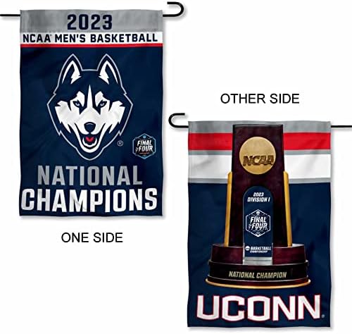 Connecticut Huskies UConn College Basketball 2023 Campeões nacionais bandeira do jardim de dupla face