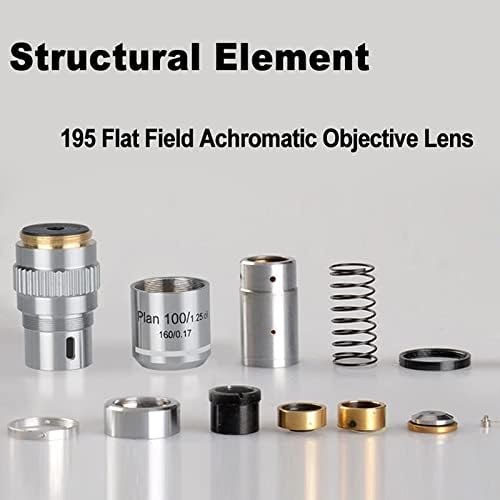 Kit de acessórios para microscópio para adultos 4x 10x 20x 40x 60x 100x Lens de objetivos de microscópio, campo