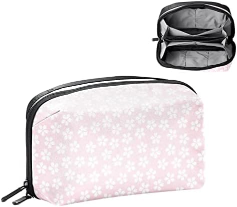 Coelhos e flores bolsa de maquiagem rosa para bolsa portátil de transmissão portátil para saco