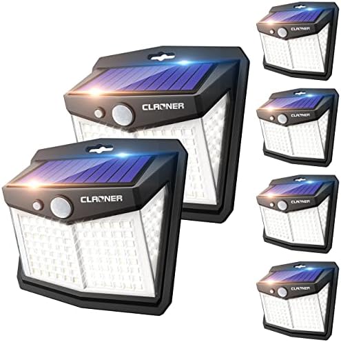 Luzes solares de Claoner ao ar livre, [128 LED/4 pacotes] Luzes do sensor de movimento solar 3 Modos de trabalho