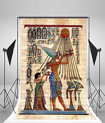 Leowefowa 3x5ft fotografia de vinil pintura de parede Decoração da tumba Antigo egípcio deuses