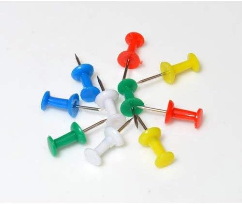 Pinos de push de cores variados, 100/caixa, ponto de aço afiado, 1/2 Head, 3/8 de ponto - 12 pacotes