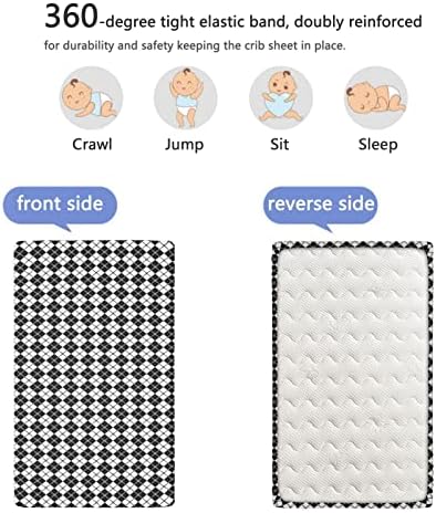 Folha de berço com tema xadrez, lençóis de colchão de berço padrão folhas de colchão macia de colchão macio para bebês.