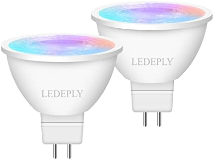 LEDEPly ZigBee MR16 Smart Bulbs, compatível com Hu*e*, Alexa, Google & Conbee, 5W, GU5.3 LED WiFi Bulb, 5W, LED de LED reduzível, Alteramento de cores e Tunable White, 2 pacote