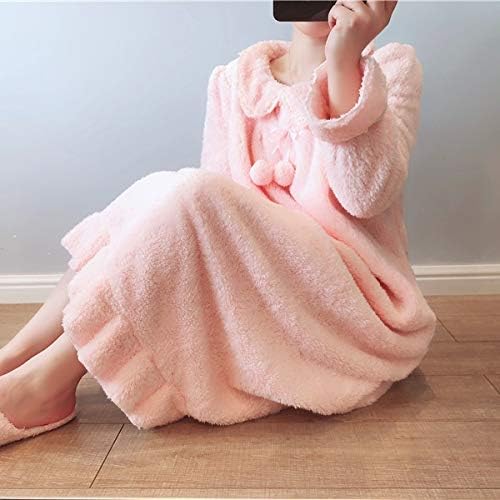 Walnut Winter Winter Pink Flannel Sleepwear Women Women Cosy Lounge Use vestido de noite macio