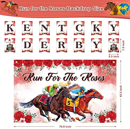 Kentucky Derby Party Supplies, Derby Day Banner Decorações, Polyester Run for the Roses Backdrop,