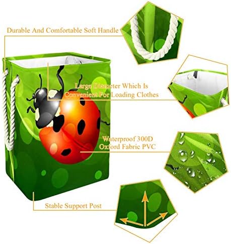 Folhas verdes unicey Ladybird à prova d'água cestas dobráveis ​​para o organizador caseiro cesto de