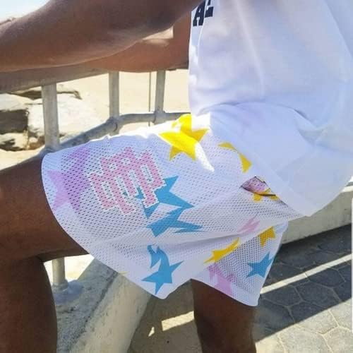 Uiwuqh massh malha de malha shorts de basquete respirável calça de moletom leve de verão praia short