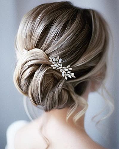 Latious Opal Crystal Bride Wedding Hair Comb Silver Rhinestone Bridal Side pente gem