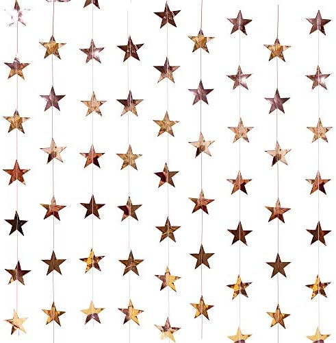 Carecheer Glitter Star Garland Banner Decoration, 130 pés Brilhante de estacas douradas de 130 pés pendurados