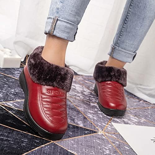 Sapatos de neve feminino Botas quentes de pelúcia deslizam na plataforma redondo sapatos casuais booties