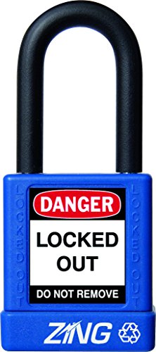 Zing 7037 Cadlock de segurança de reciclock, com chave, ombro, corpo de 1-1/2 , corpo de 1-3/4, preto