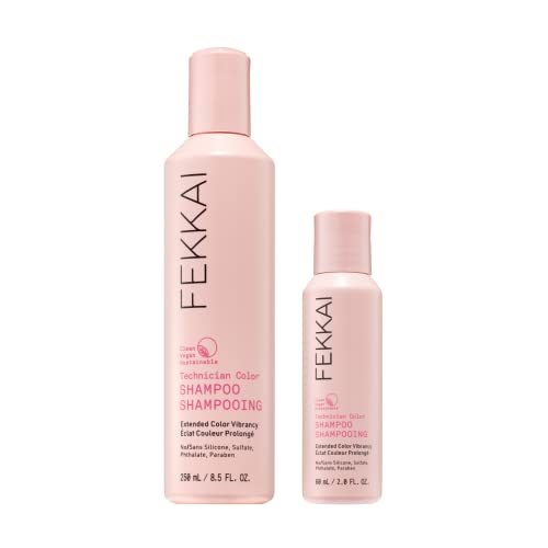 Fekkai Technician Color Shampoo - 2,0 oz + 8,5 oz - estende a vibração de cabelos tratados com cores