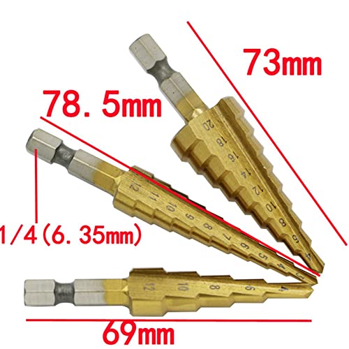 3-12 4-12 4-20 4-32mm HSS Grea reta Etapa Bit Bit Wood Metal Hole Cutter Core Cone Ferramentas