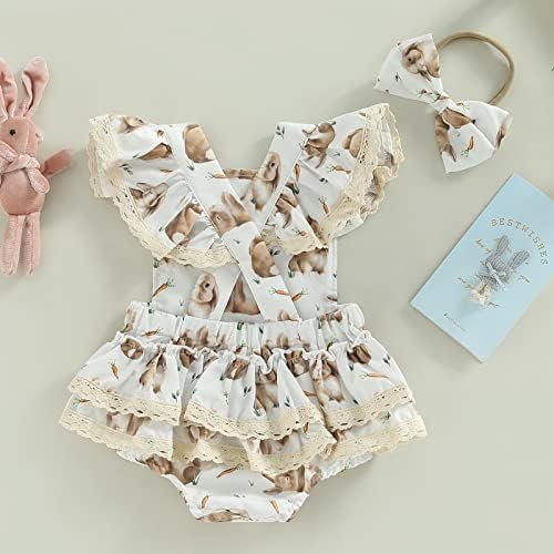 Recém -nascidos meninas de páscoa roupa de páscoa bunny macacão tutu tutu macacão de coelho com roupas