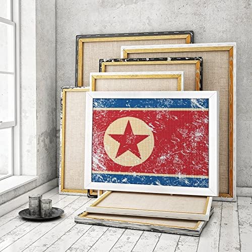 Kits de pintura de diamante de bandeira da Coréia do Norte kits de pintura de imagem 5d DIY Full
